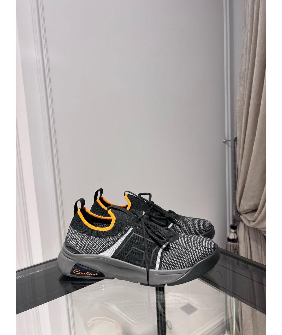 SANTONI Серые текстильные низкие кроссовки / кеды, фото 2