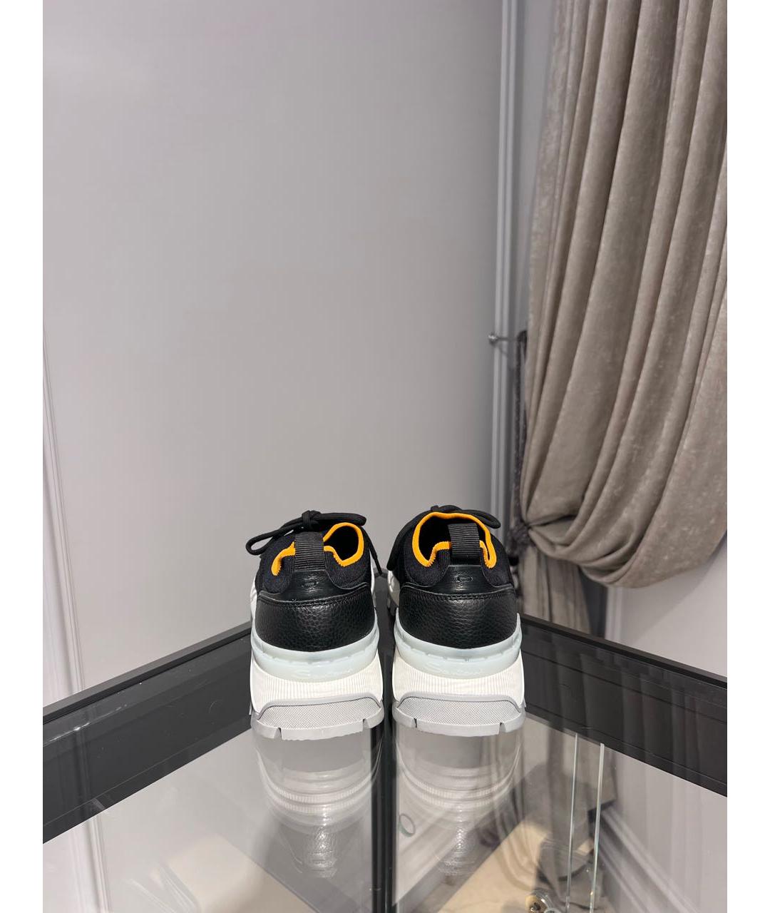 SANTONI Черные текстильные низкие кроссовки / кеды, фото 4