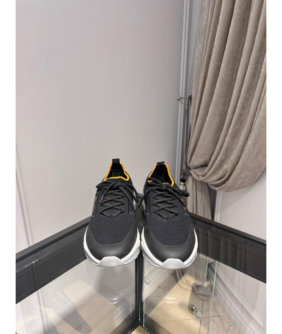 SANTONI Черные текстильные низкие кроссовки / кеды, фото 3