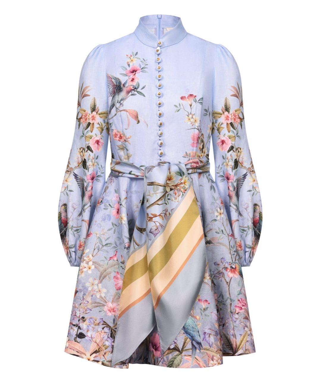 ZIMMERMANN Голубое льняное повседневное платье, фото 1