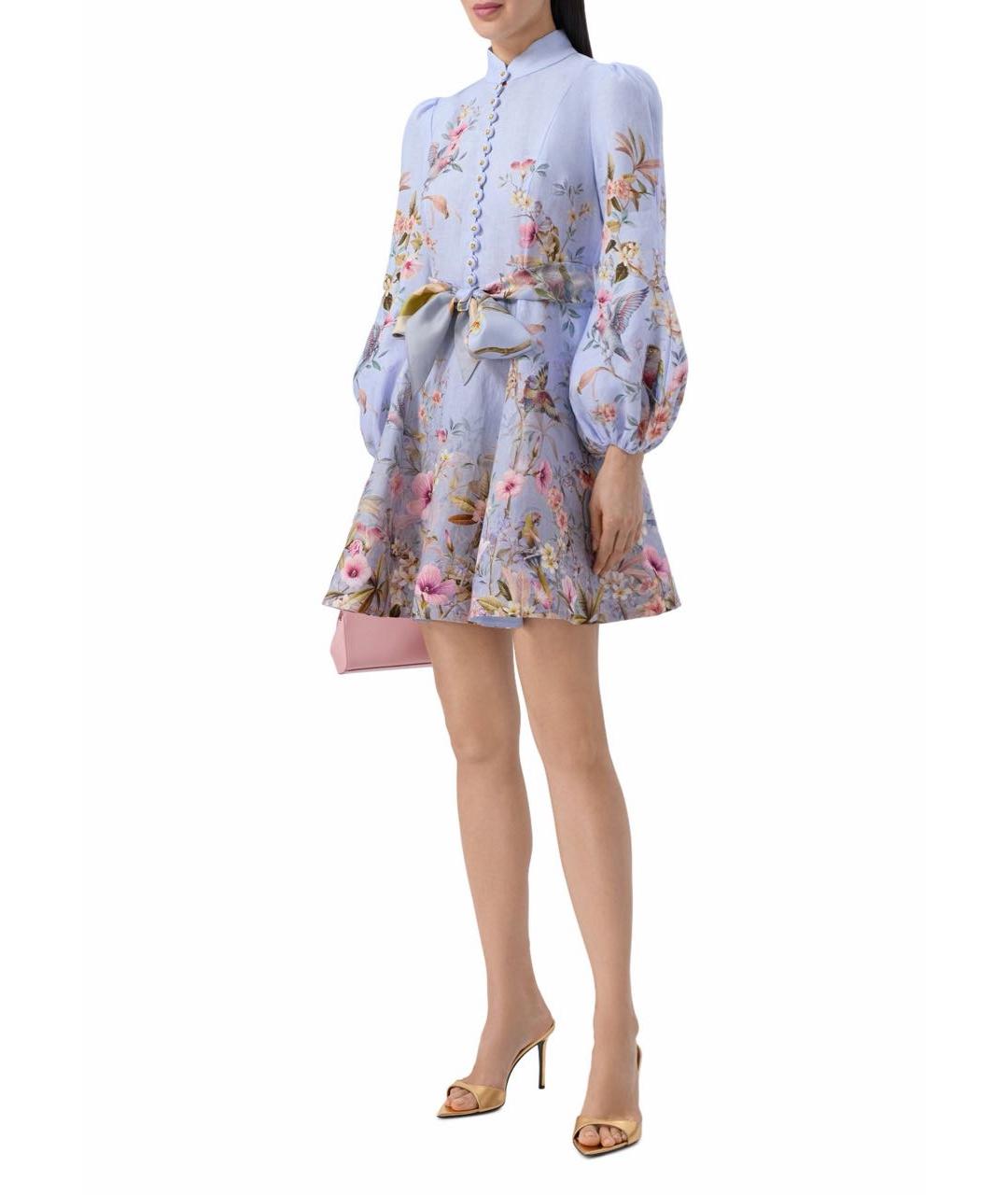 ZIMMERMANN Голубое льняное повседневное платье, фото 2