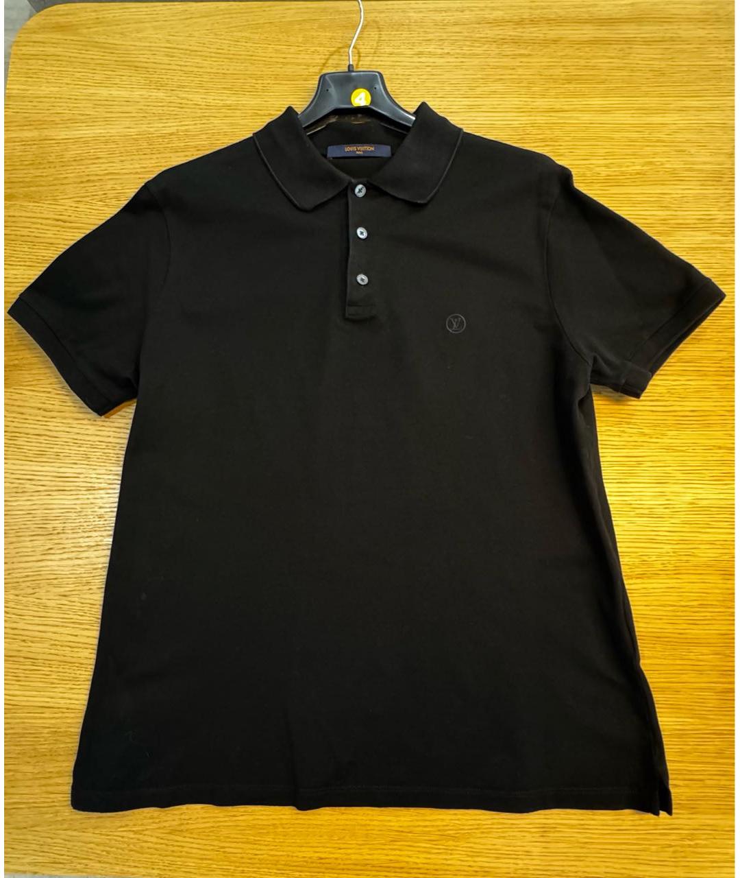 LOUIS VUITTON Черное хлопковое поло с коротким рукавом, фото 5