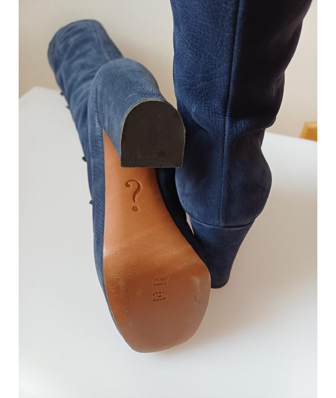 MOSCHINO Темно-синие нубуковые сапоги, фото 9