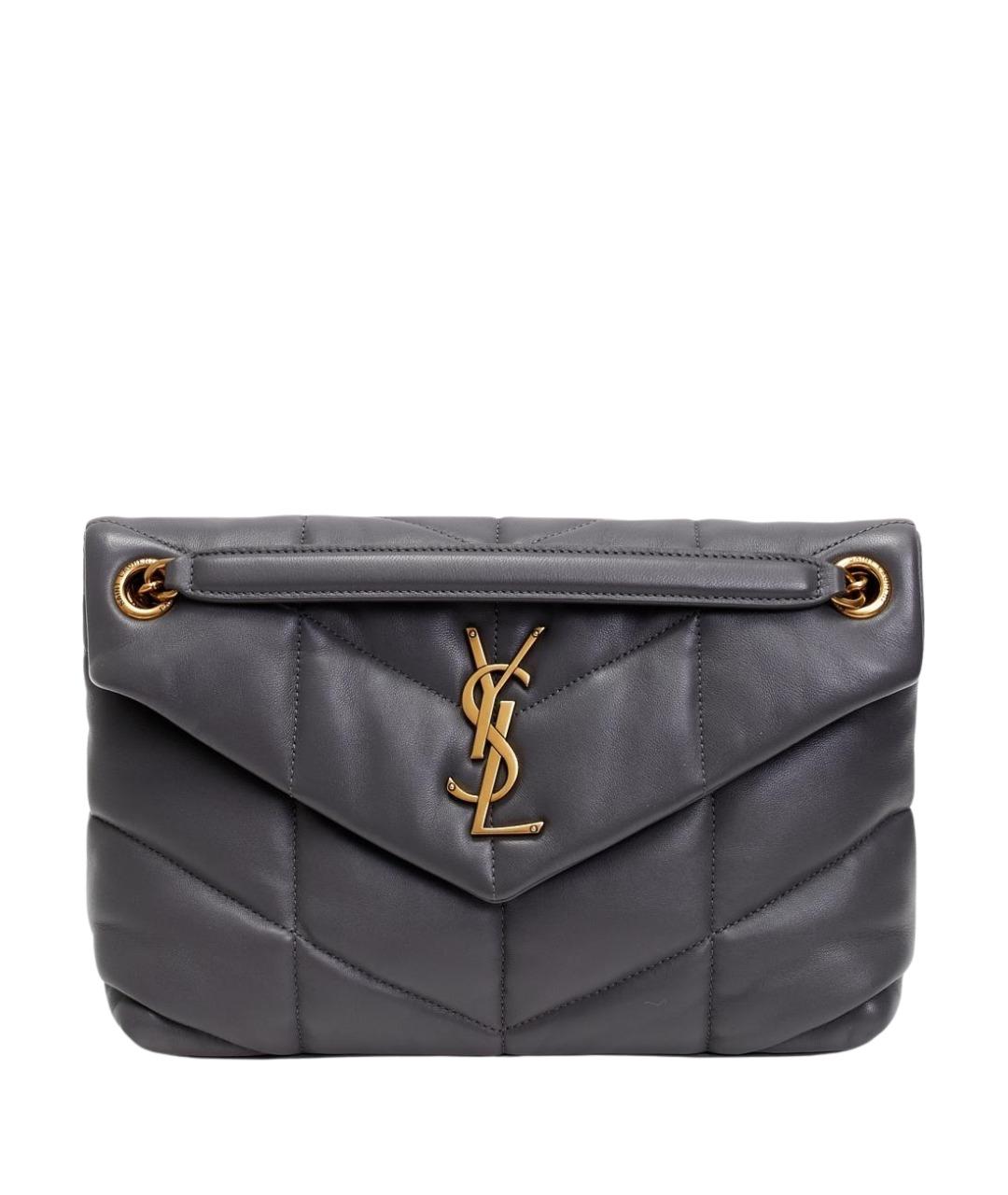 SAINT LAURENT Серая кожаная сумка через плечо, фото 1