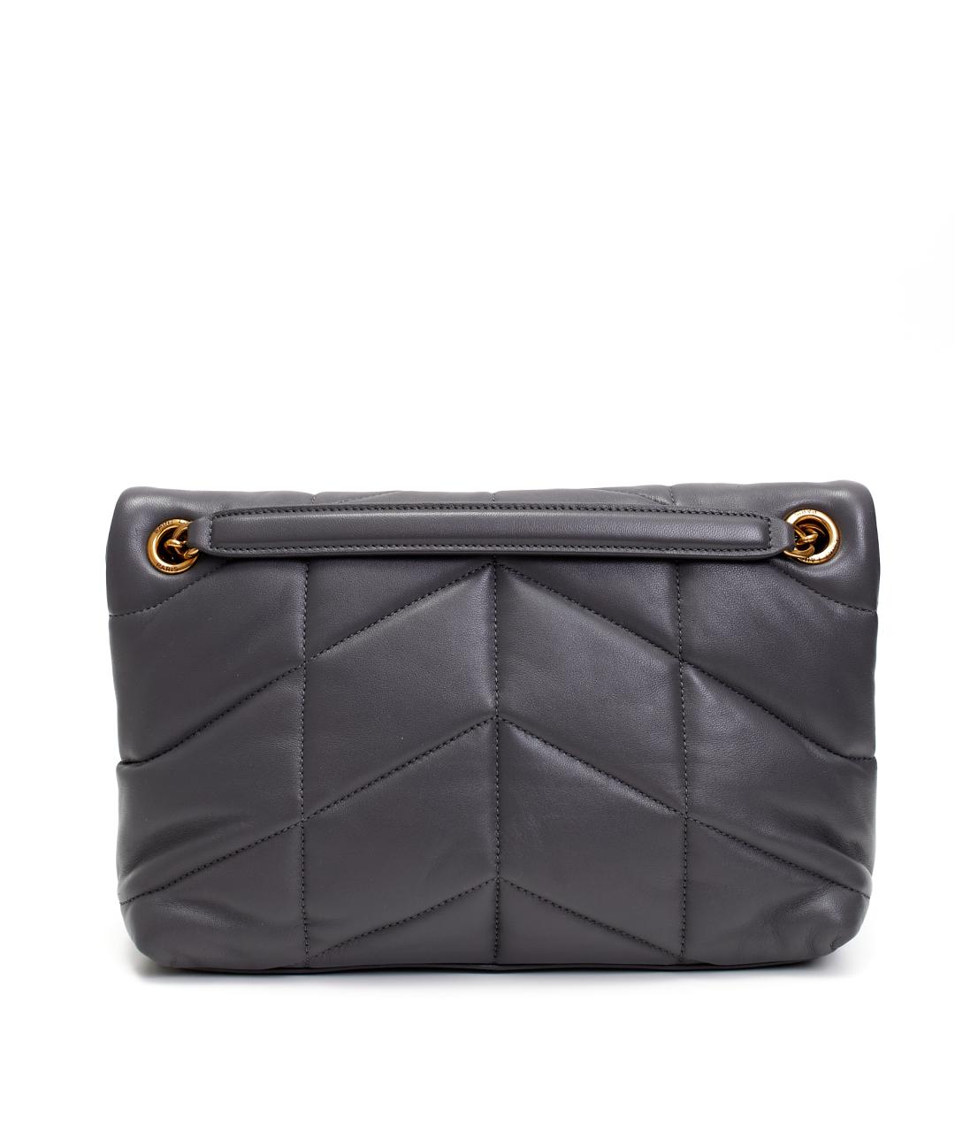 SAINT LAURENT Серая кожаная сумка через плечо, фото 3