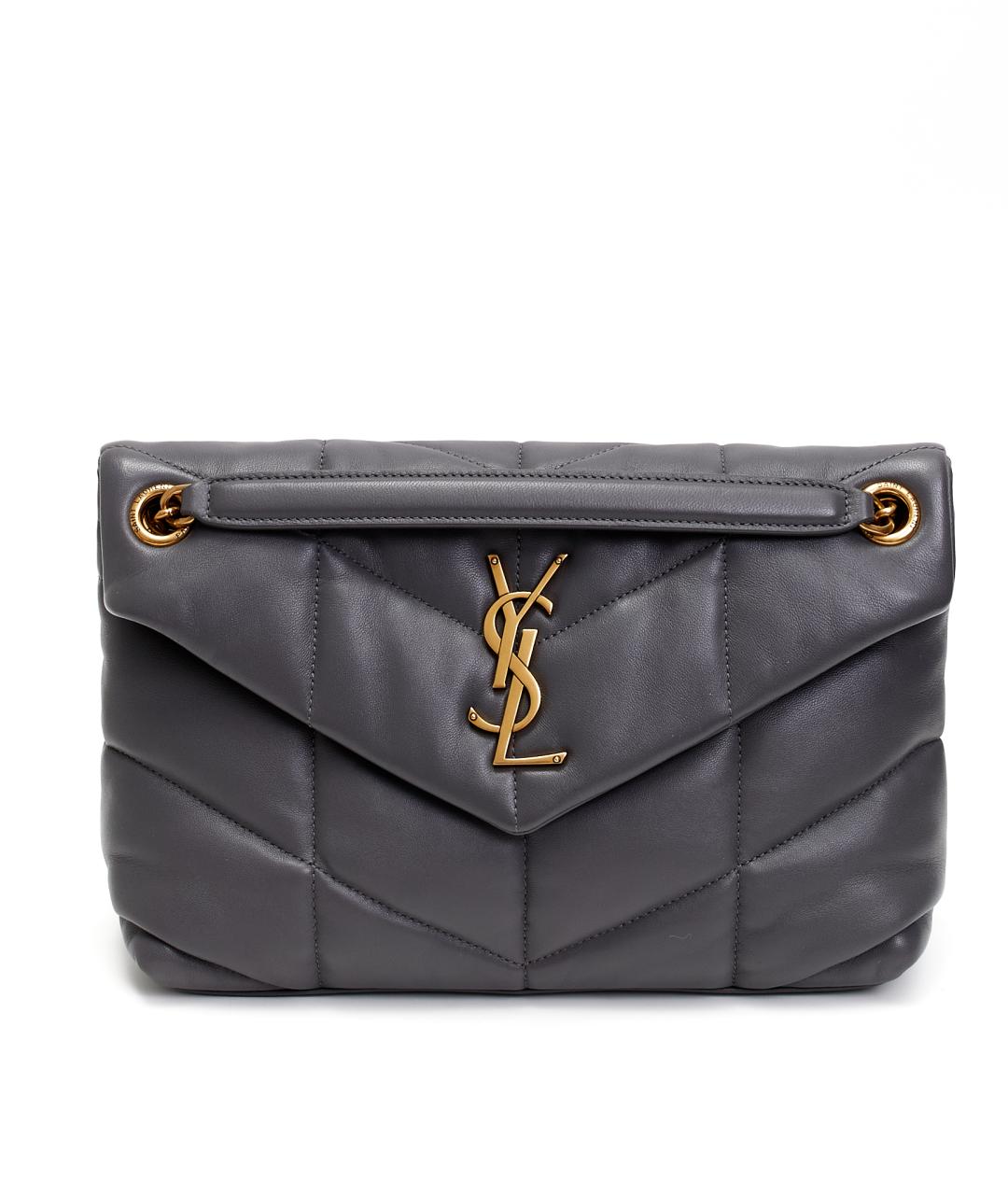 SAINT LAURENT Серая кожаная сумка через плечо, фото 8