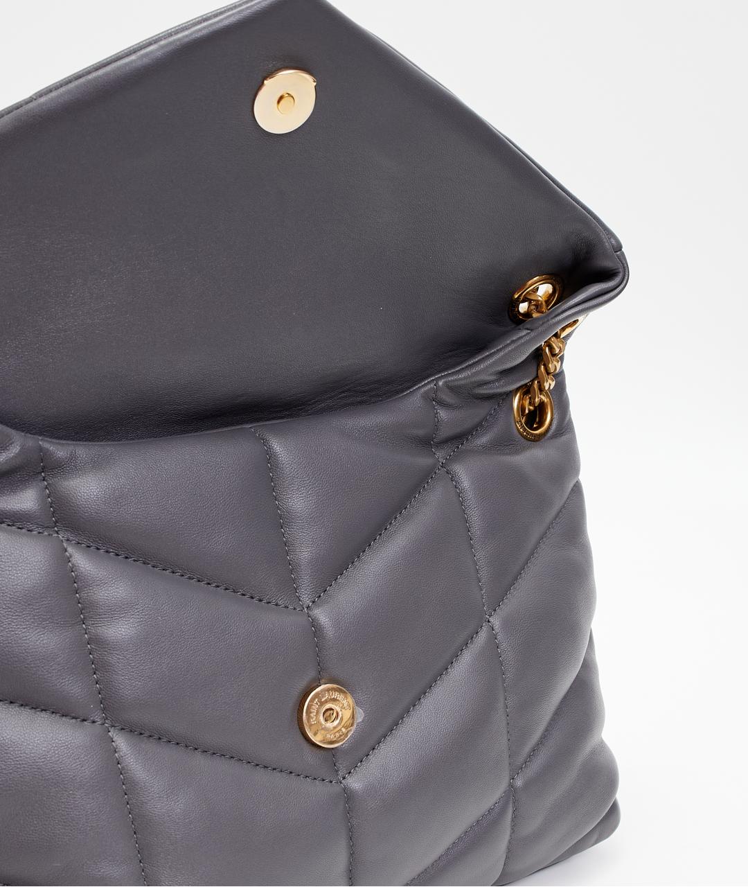 SAINT LAURENT Серая кожаная сумка через плечо, фото 6