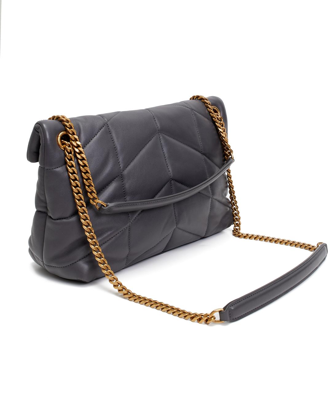 SAINT LAURENT Серая кожаная сумка через плечо, фото 5