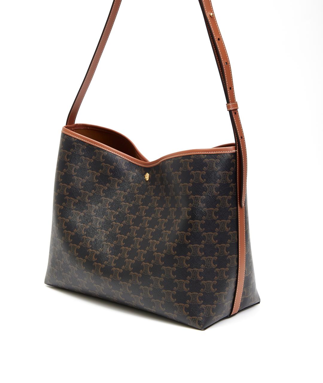 CELINE Коричневая кожаная сумка тоут, фото 4