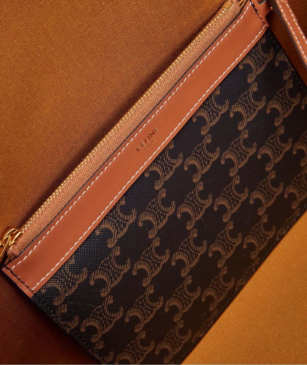 CELINE Коричневая кожаная сумка тоут, фото 7