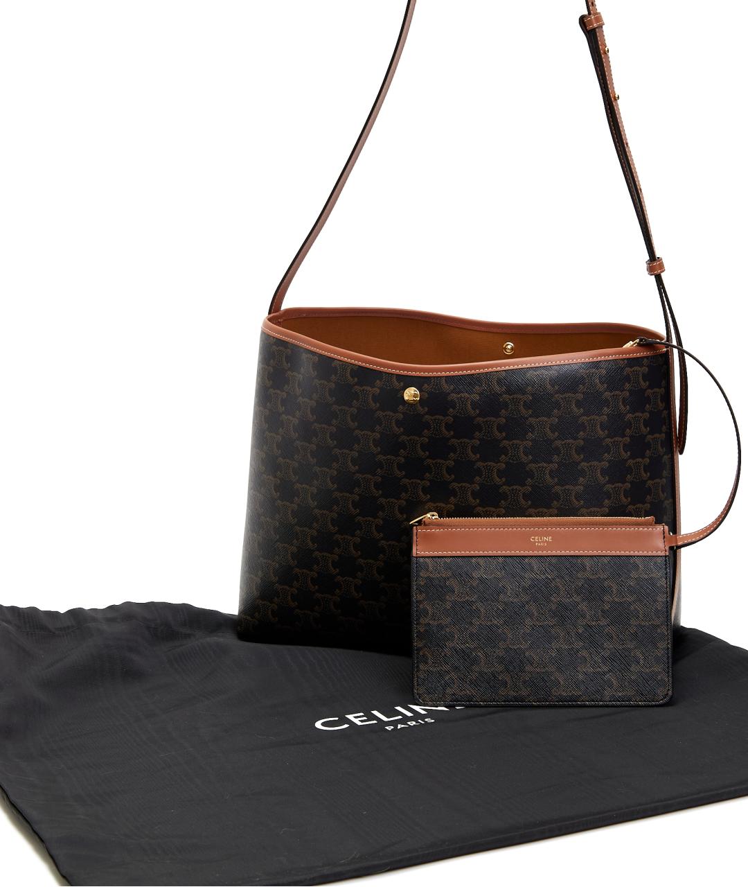 CELINE Коричневая кожаная сумка тоут, фото 5