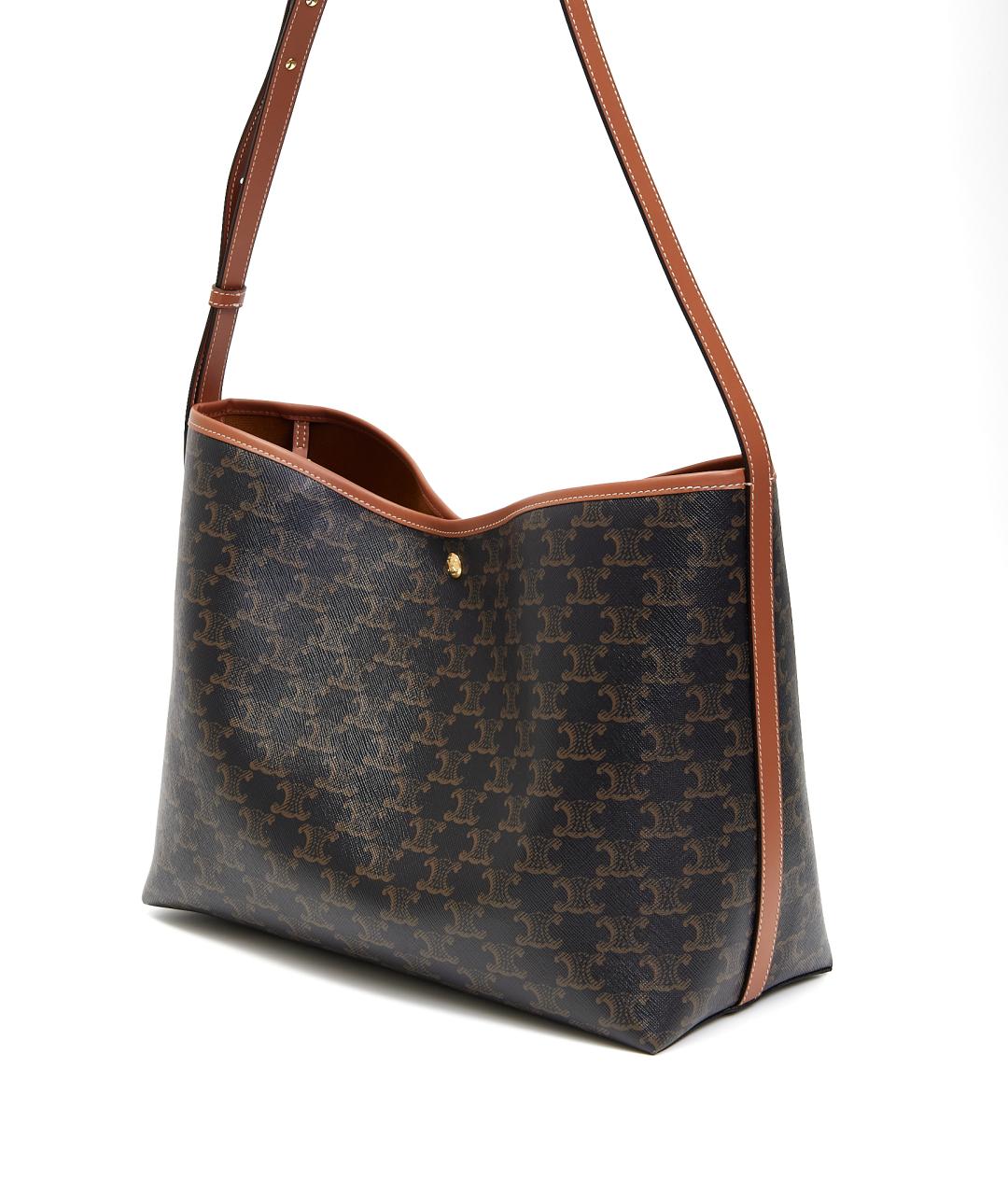 CELINE Коричневая кожаная сумка тоут, фото 3