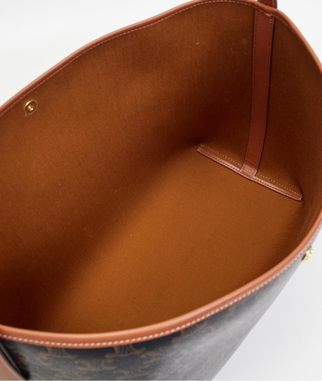 CELINE Коричневая кожаная сумка тоут, фото 6