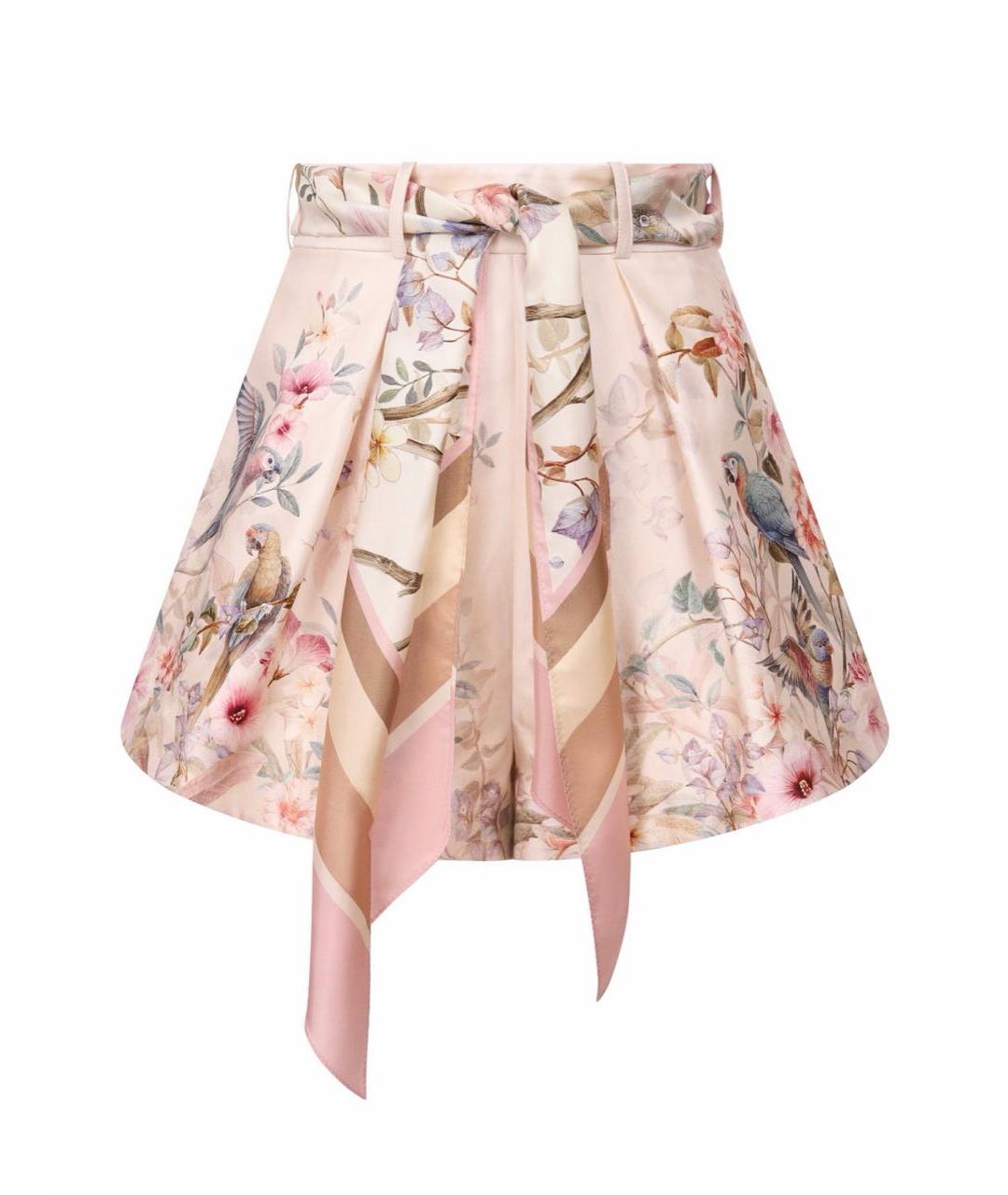 ZIMMERMANN Розовые шелковые шорты, фото 1