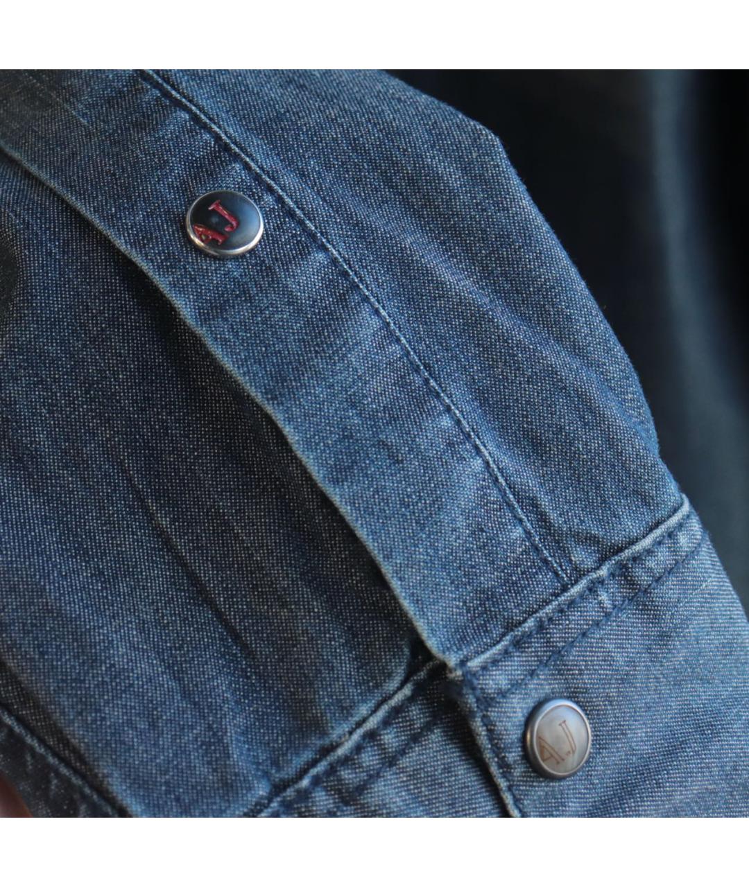 ARMANI JEANS Синяя хлопковая кэжуал рубашка, фото 7