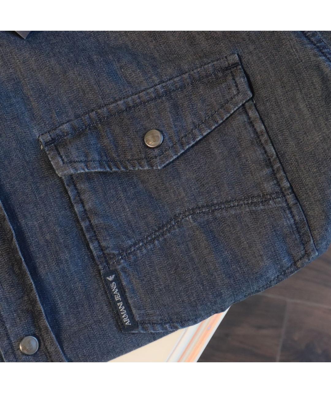 ARMANI JEANS Синяя хлопковая кэжуал рубашка, фото 6