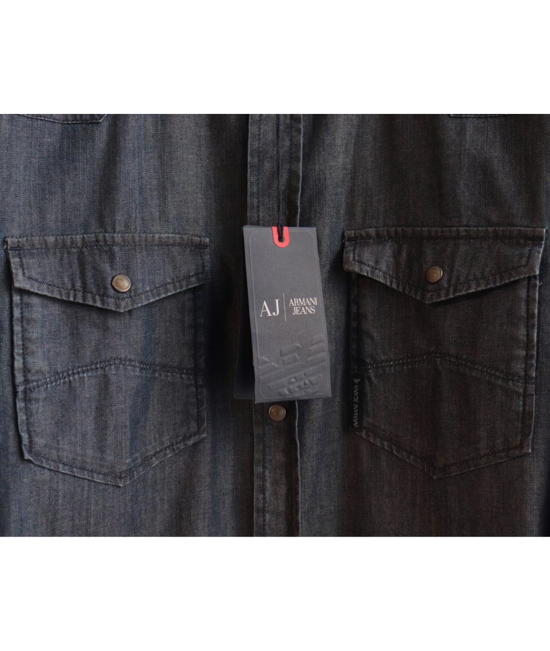 ARMANI JEANS Синяя хлопковая кэжуал рубашка, фото 5
