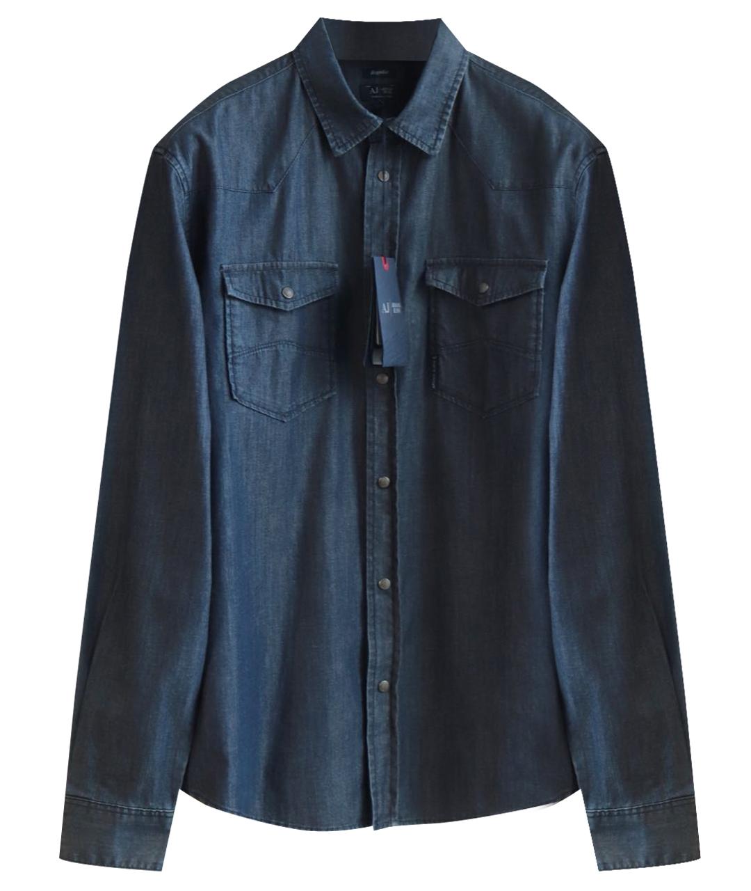 ARMANI JEANS Синяя хлопковая кэжуал рубашка, фото 1