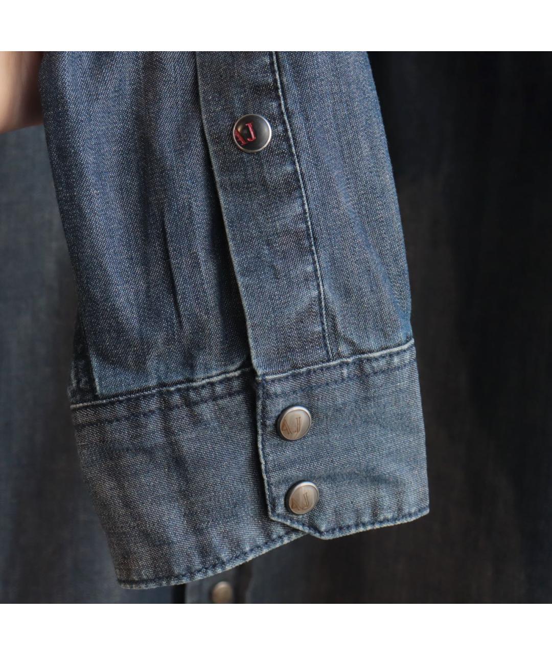 ARMANI JEANS Синяя хлопковая кэжуал рубашка, фото 8