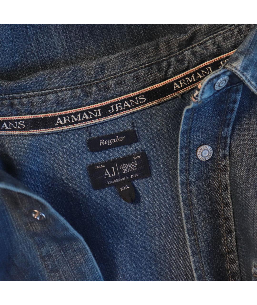 ARMANI JEANS Синяя хлопковая кэжуал рубашка, фото 4