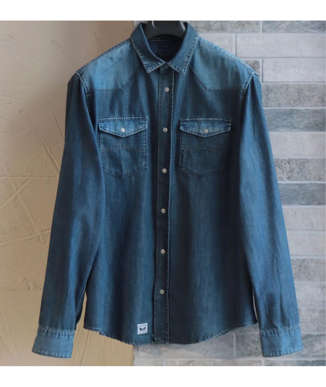 ARMANI JEANS Синяя хлопковая кэжуал рубашка, фото 2