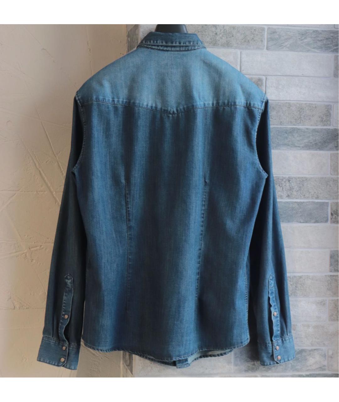 ARMANI JEANS Синяя хлопковая кэжуал рубашка, фото 3