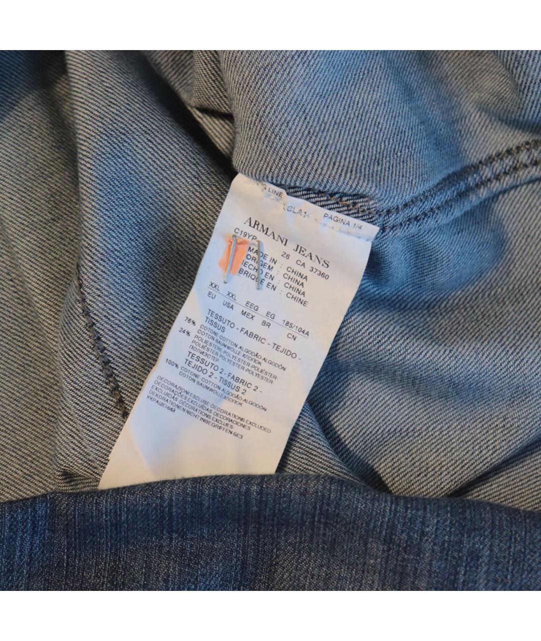 ARMANI JEANS Синяя хлопковая кэжуал рубашка, фото 8