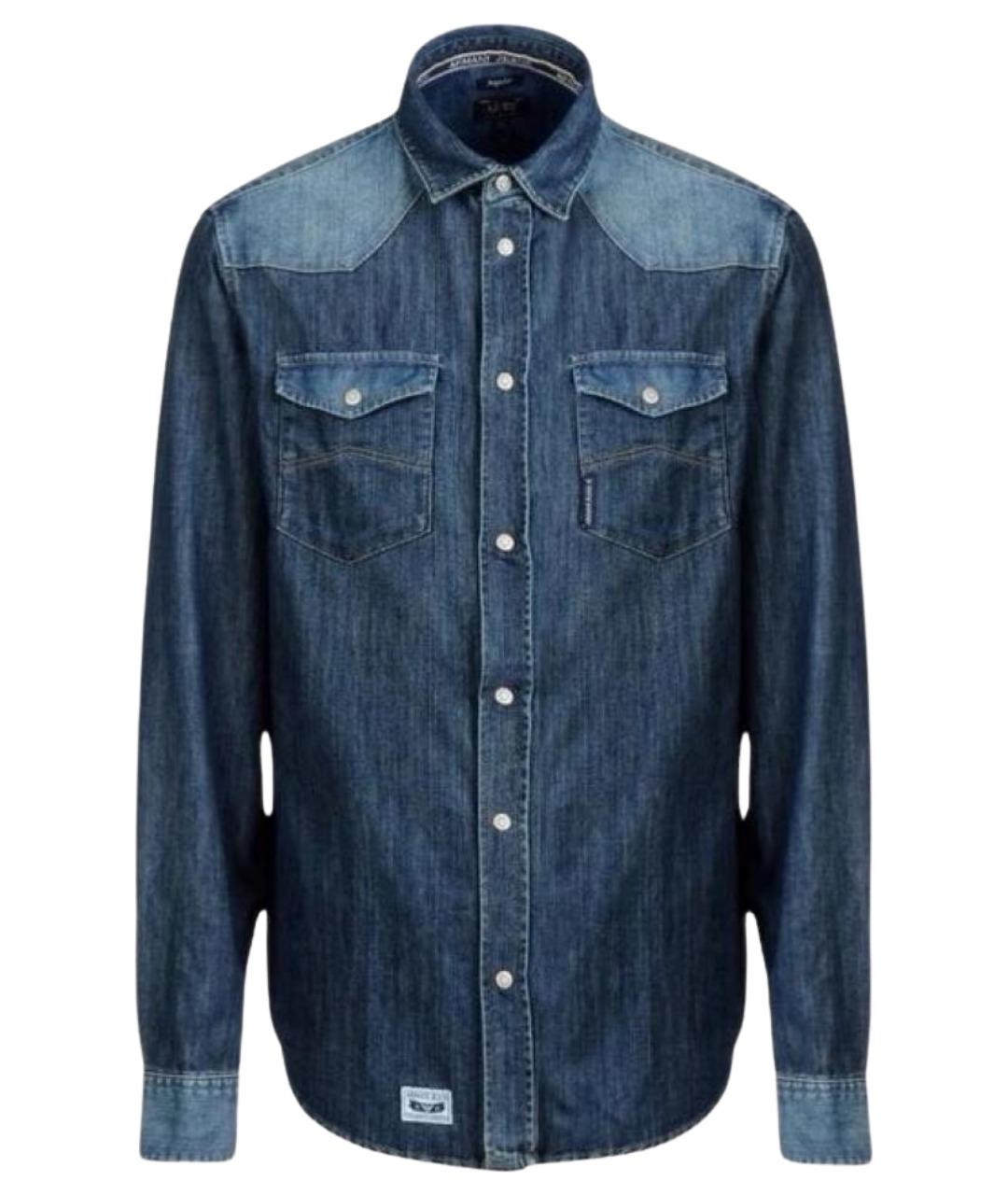 ARMANI JEANS Синяя хлопковая кэжуал рубашка, фото 1