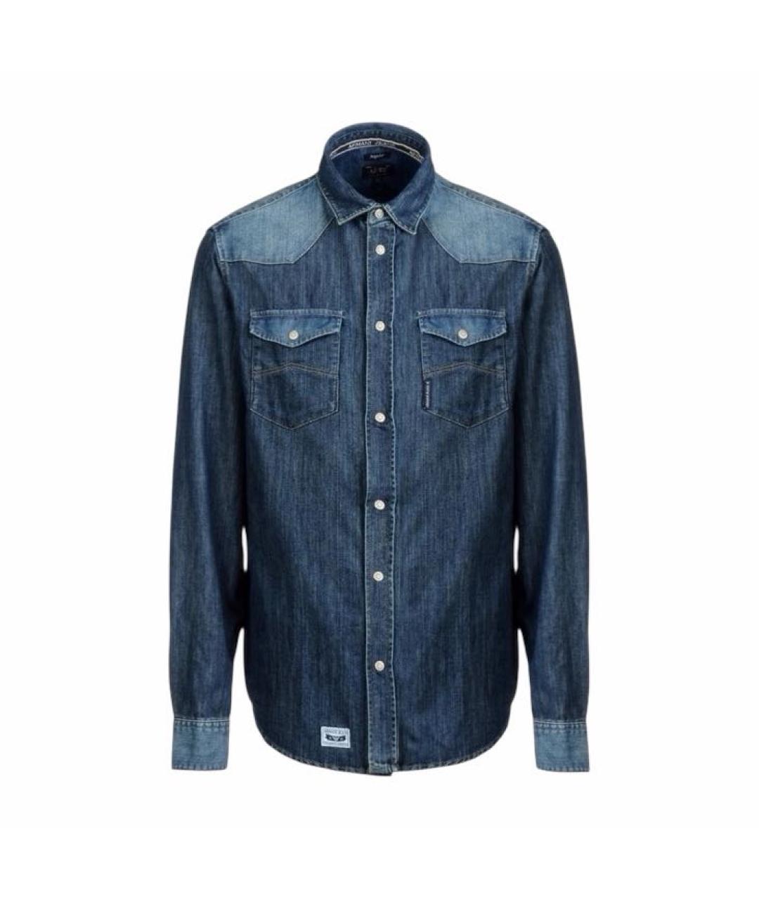 ARMANI JEANS Синяя хлопковая кэжуал рубашка, фото 9