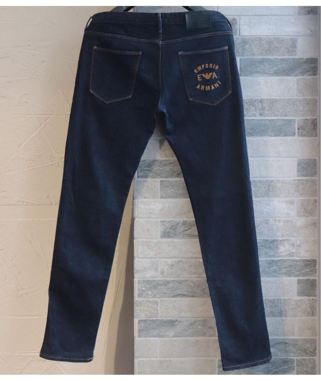 EMPORIO ARMANI Темно-синие хлопко-эластановые джинсы скинни, фото 3