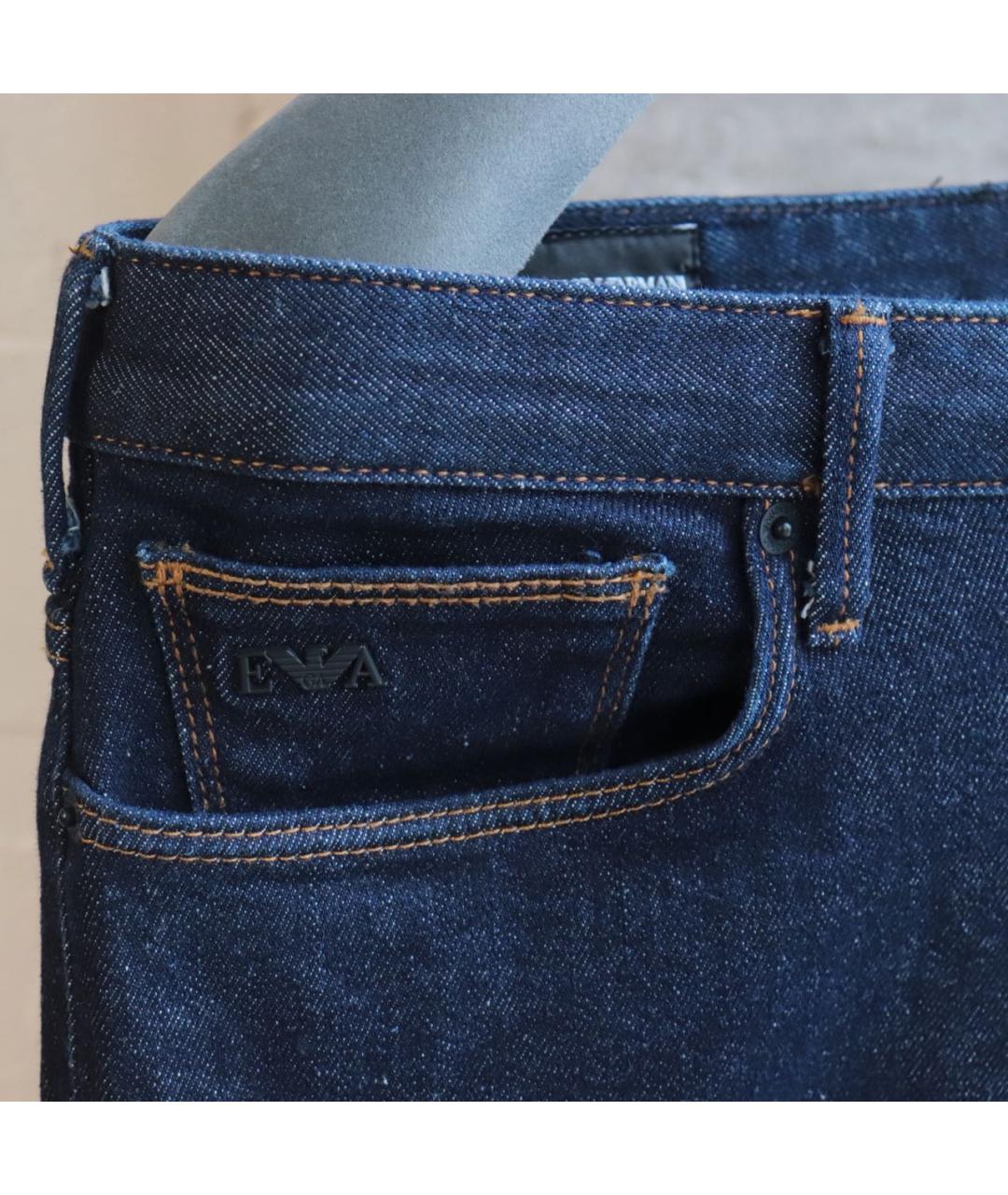 EMPORIO ARMANI Темно-синие хлопко-эластановые джинсы скинни, фото 6