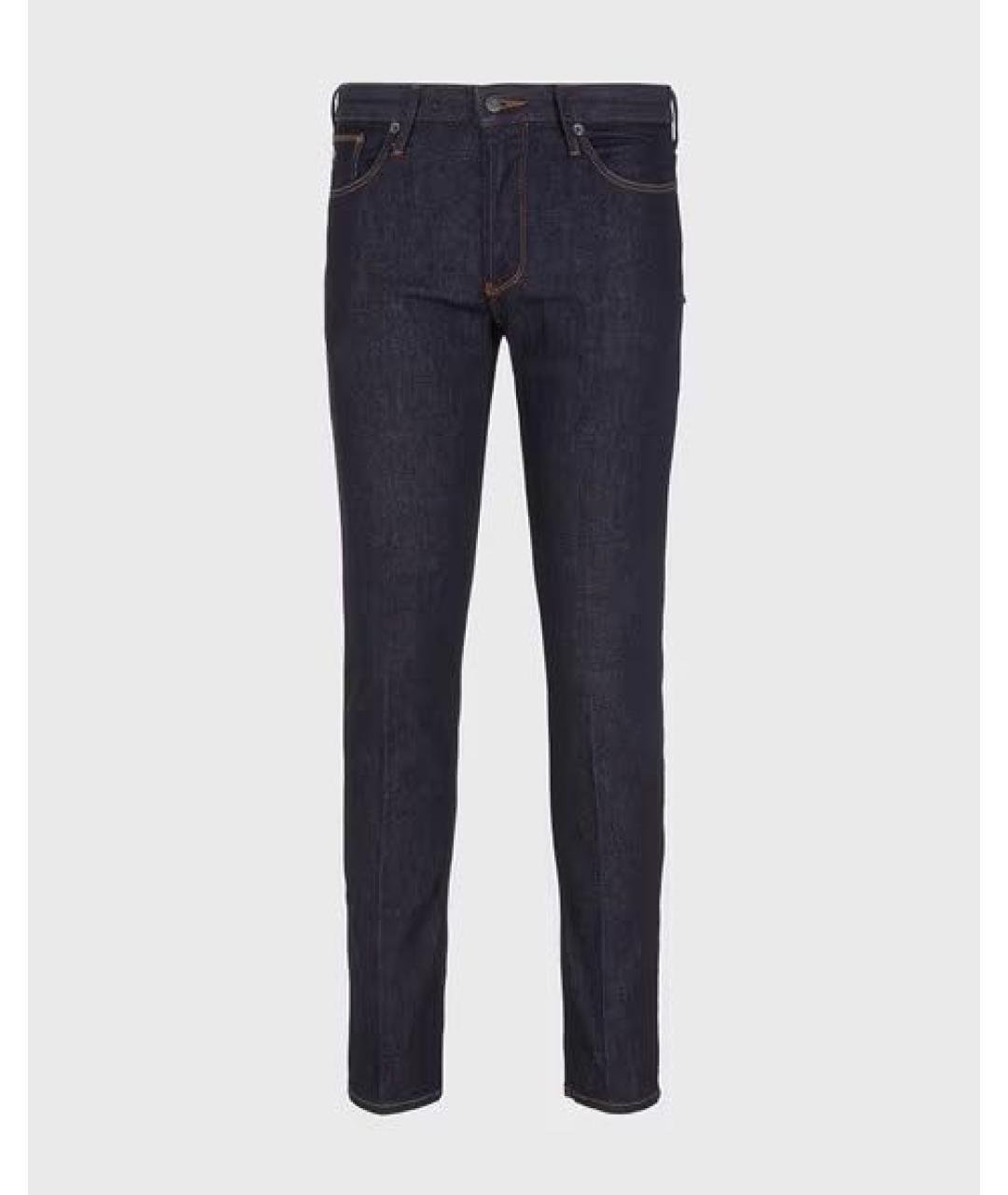 EMPORIO ARMANI Темно-синие хлопко-эластановые джинсы скинни, фото 9