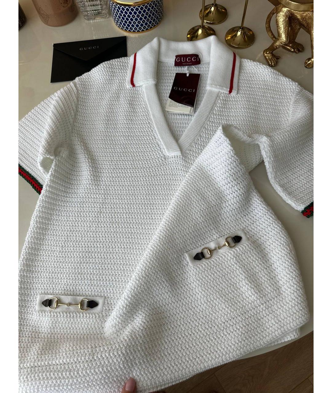 GUCCI Белая хлопковая футболка, фото 4