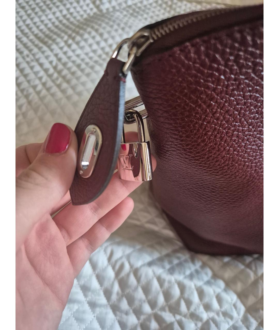 LOUIS VUITTON Бордовая кожаная сумка тоут, фото 9