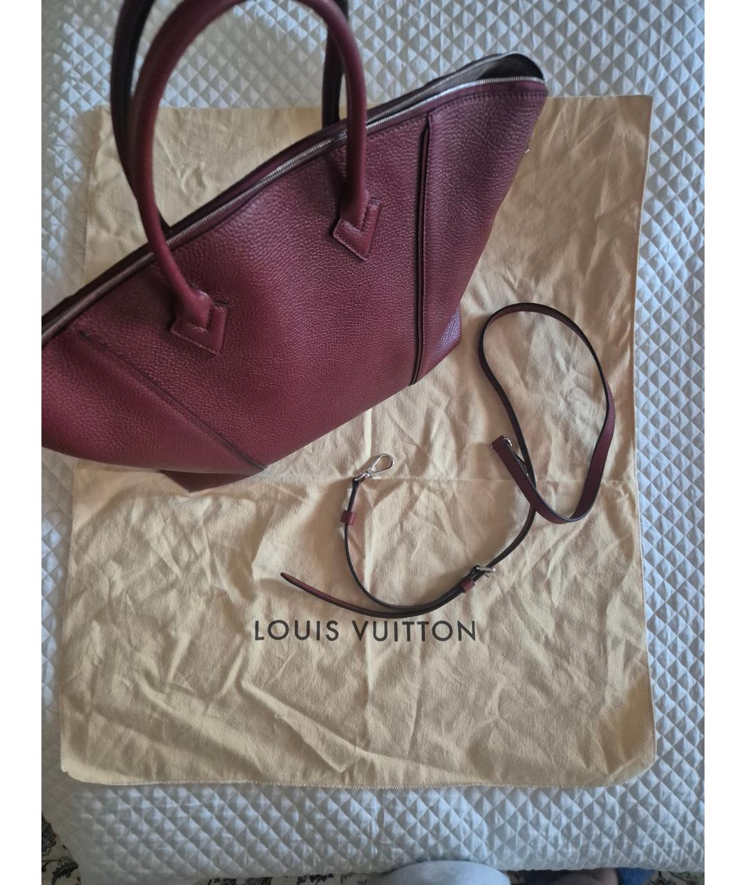 LOUIS VUITTON Бордовая кожаная сумка тоут, фото 8