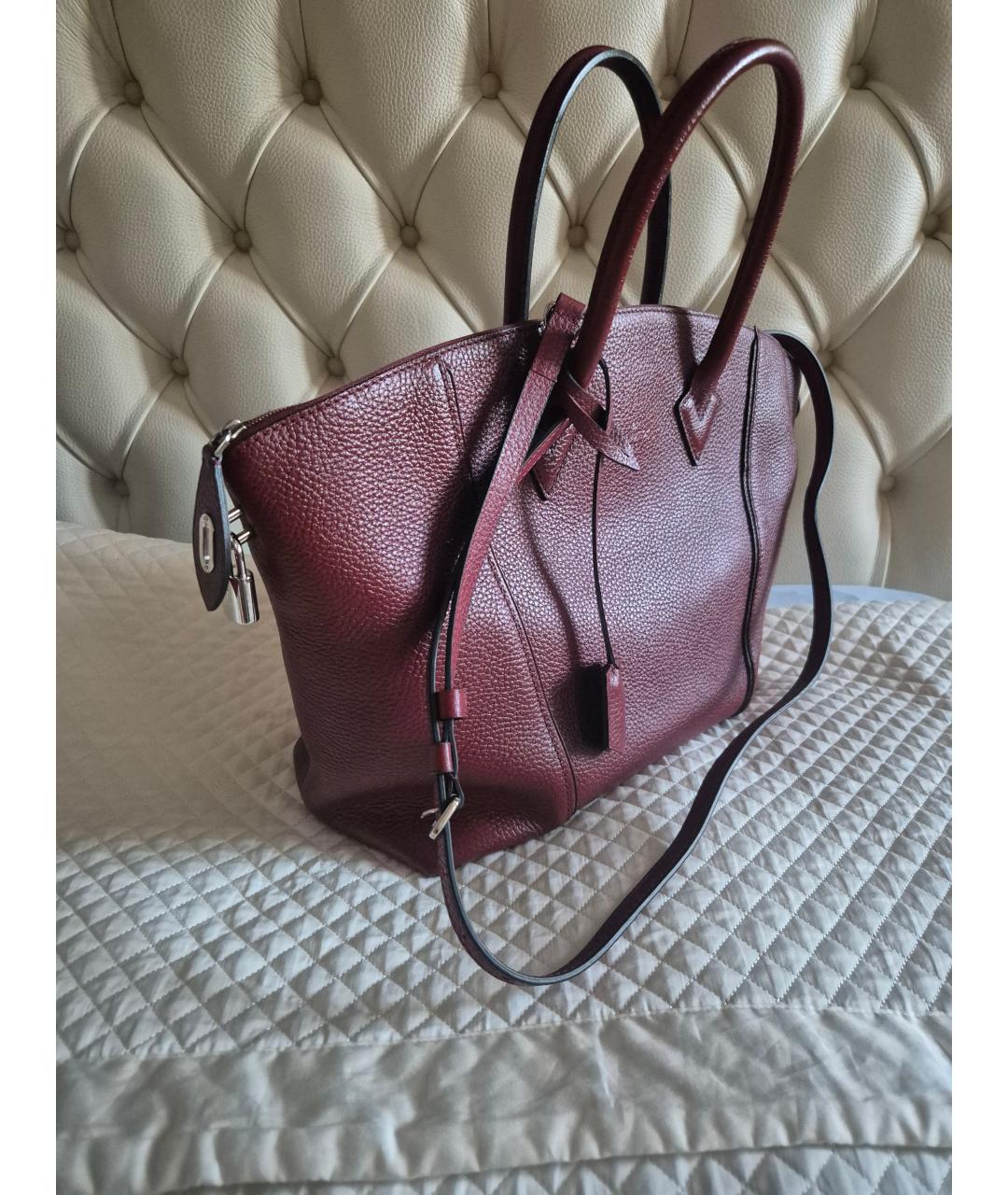 LOUIS VUITTON Бордовая кожаная сумка тоут, фото 2