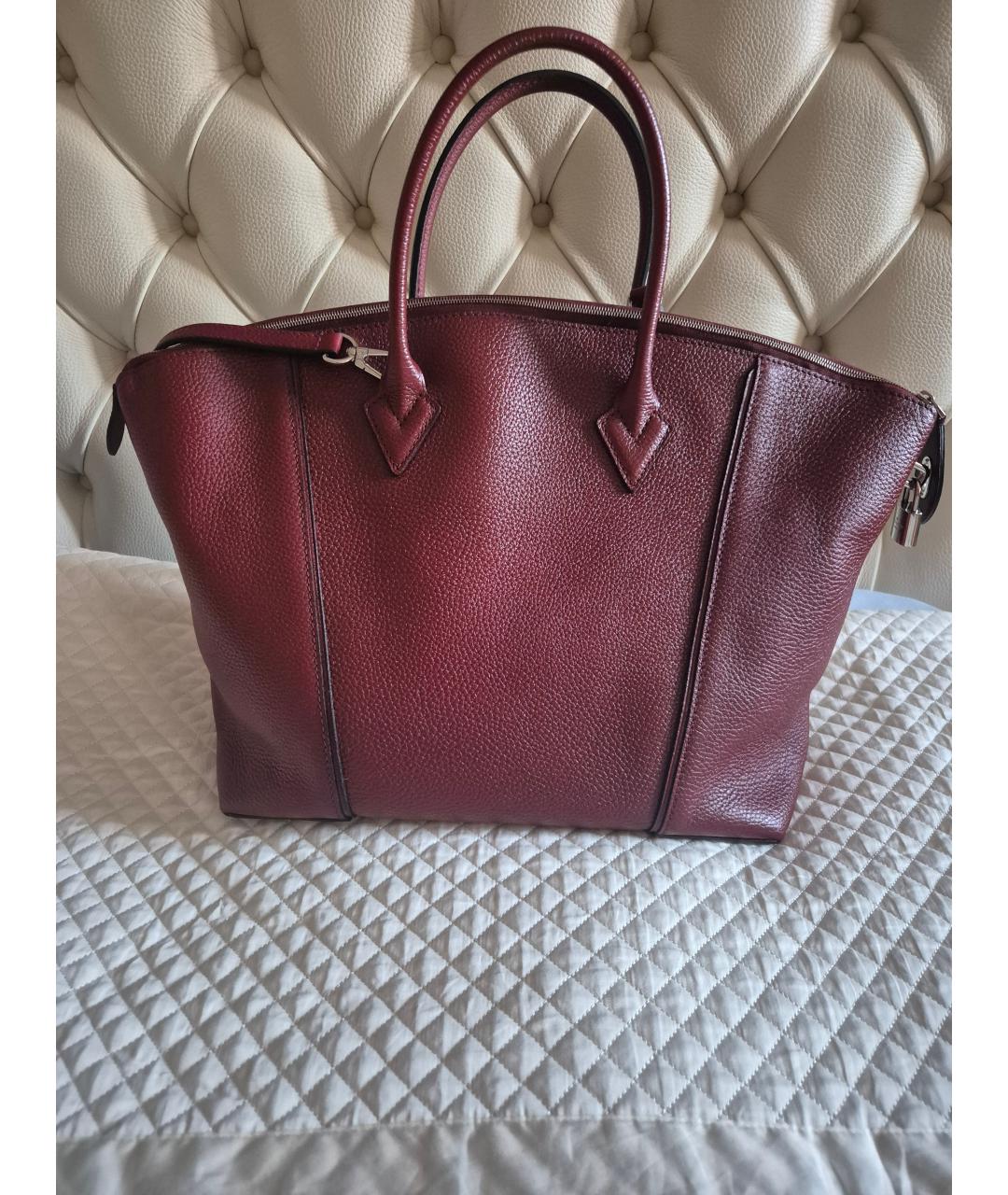 LOUIS VUITTON Бордовая кожаная сумка тоут, фото 3