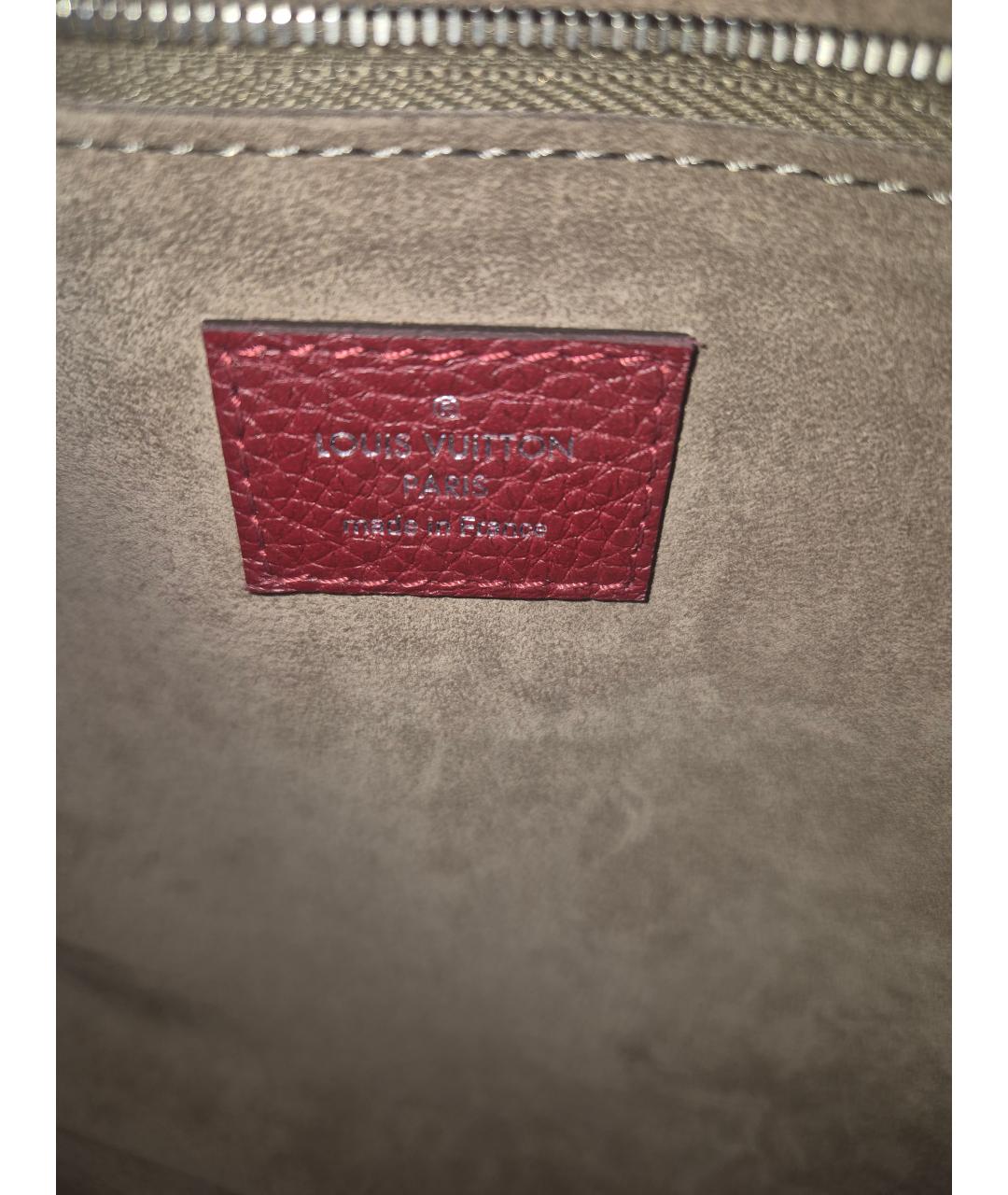 LOUIS VUITTON Бордовая кожаная сумка тоут, фото 5