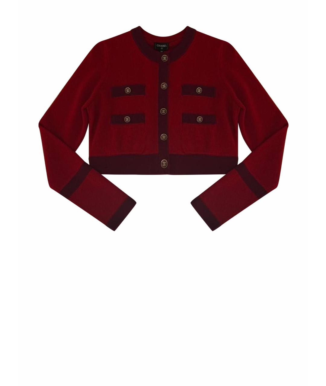CHANEL Красный кашемировый кардиган, фото 1