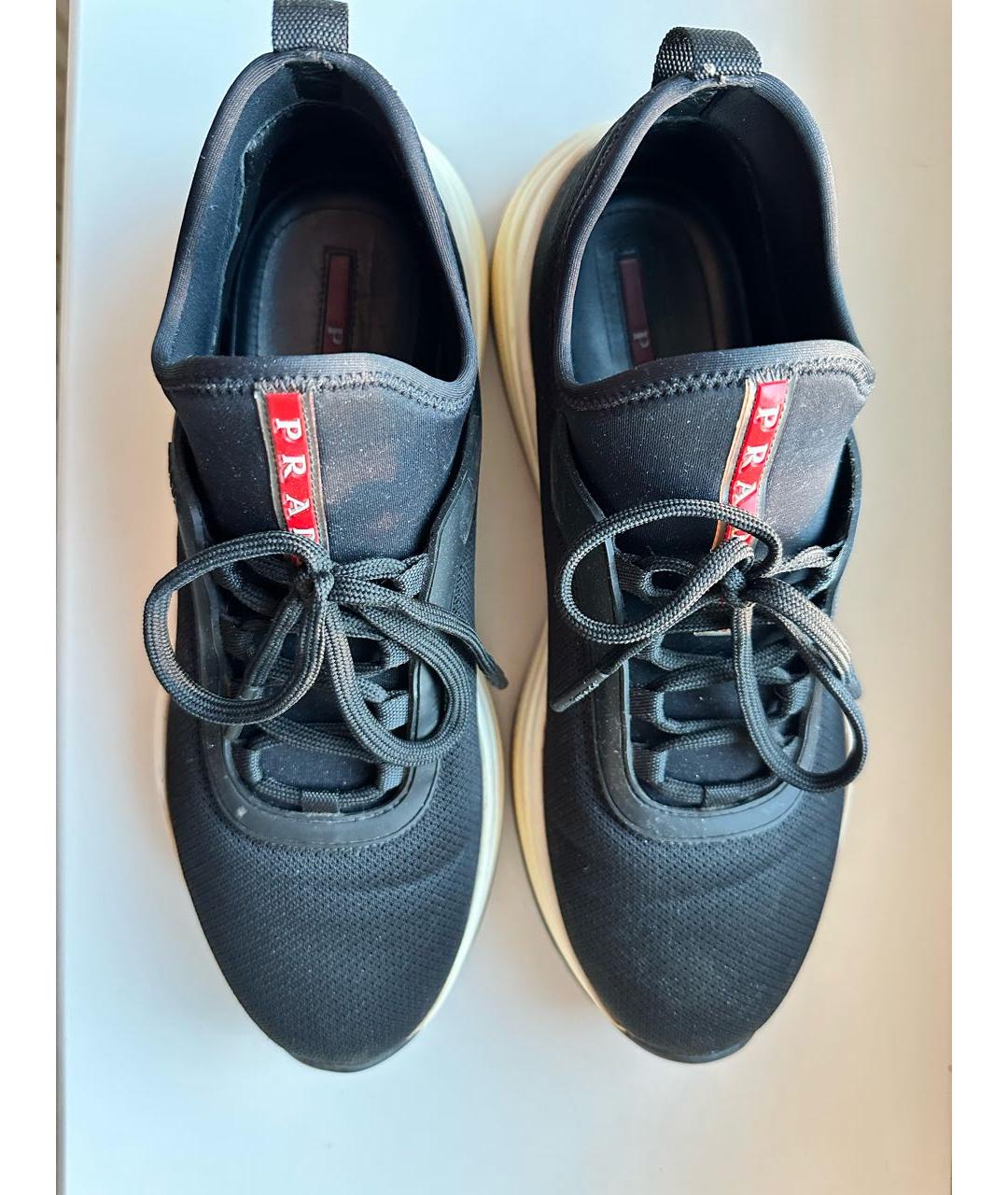 PRADA Черные неопреновые высокие кроссовки / кеды, фото 3