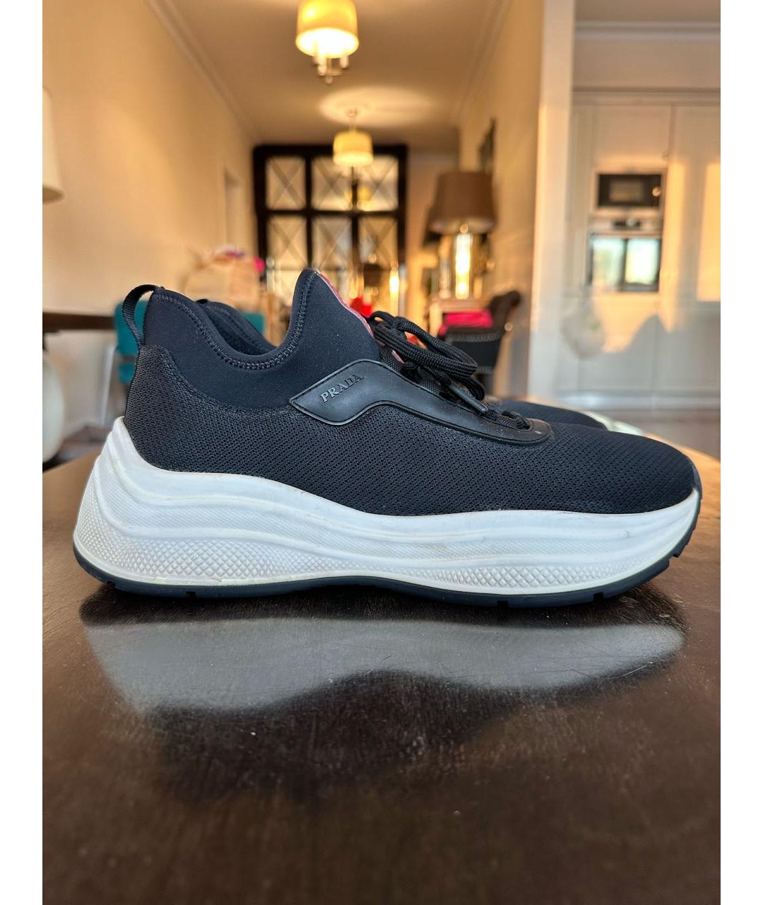 PRADA Черные неопреновые высокие кроссовки / кеды, фото 8