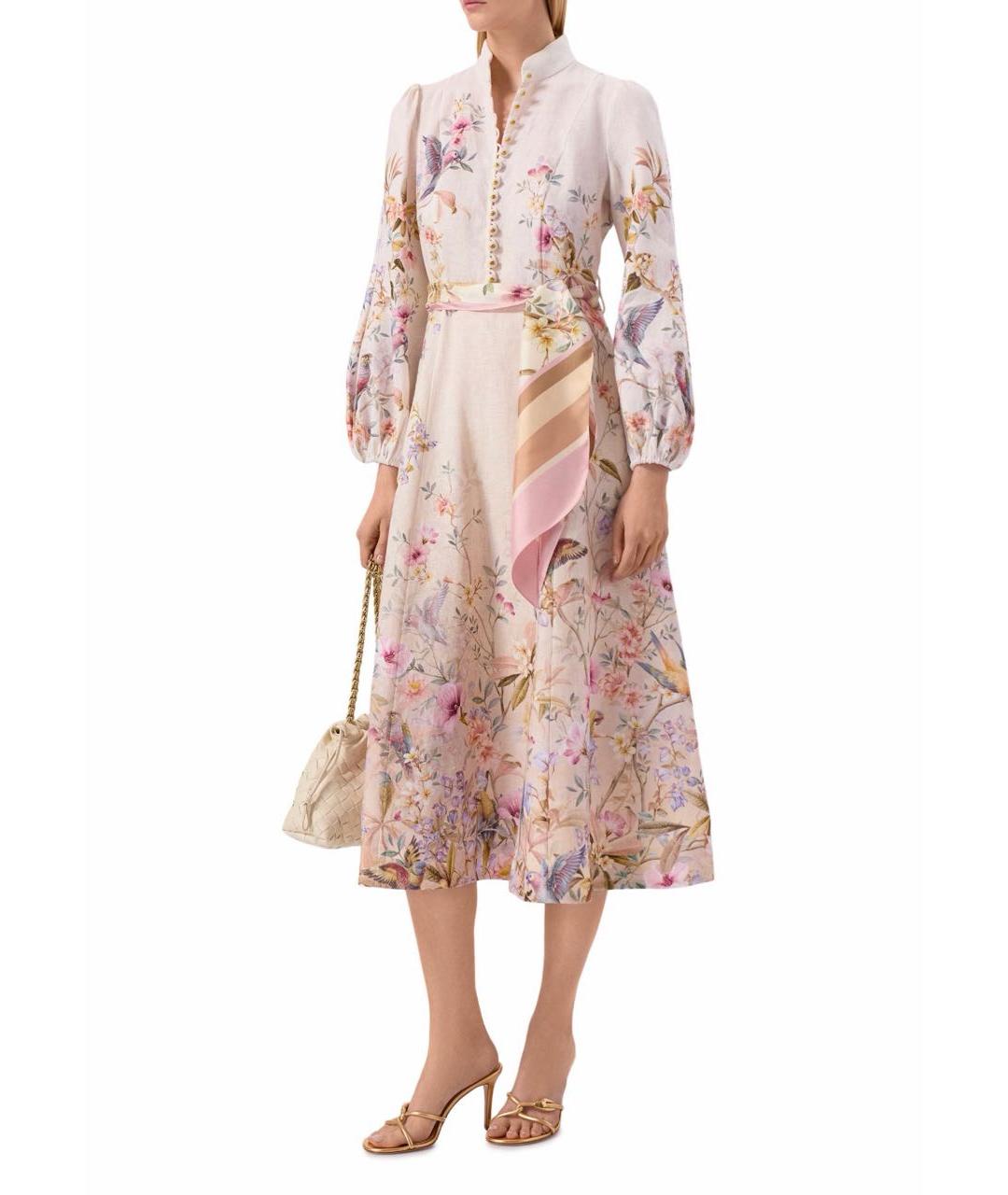 ZIMMERMANN Розовое льняное повседневное платье, фото 2