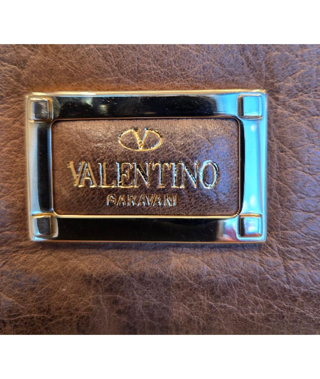 VALENTINO Бежевая кожаная сумка с короткими ручками, фото 6