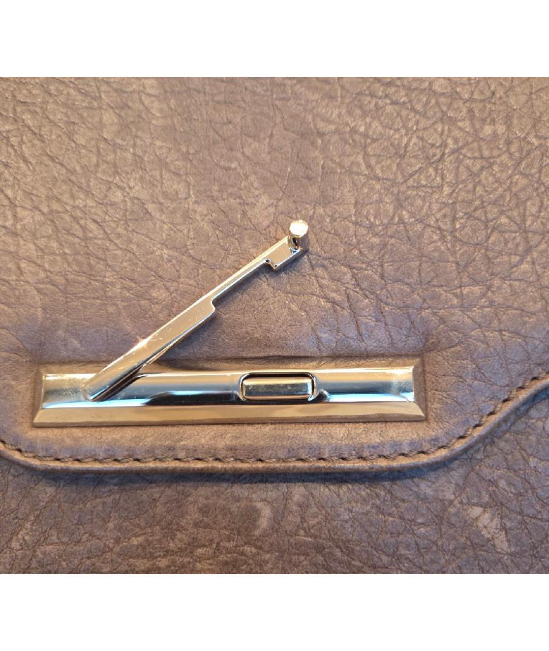 VALENTINO Бежевая кожаная сумка с короткими ручками, фото 5