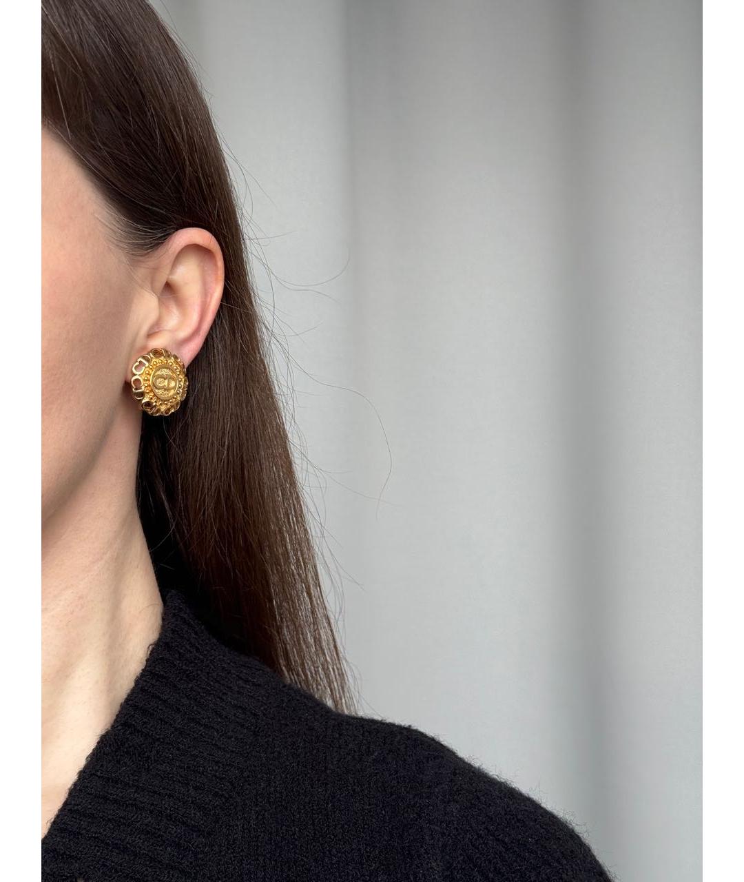 CHRISTIAN DIOR Золотые позолоченные клипсы, фото 7