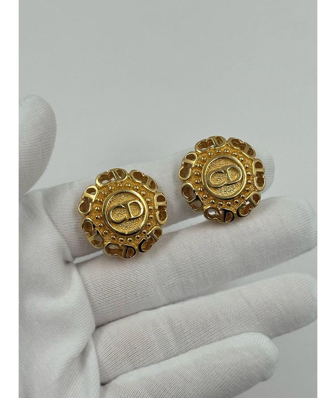 CHRISTIAN DIOR Золотые позолоченные клипсы, фото 5