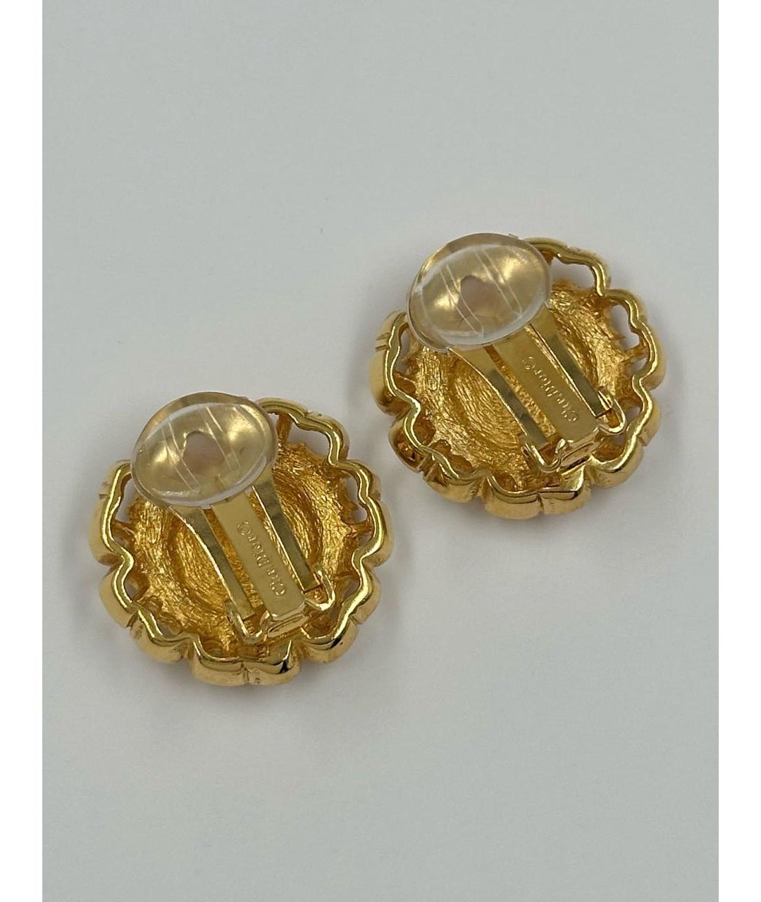 CHRISTIAN DIOR Золотые позолоченные клипсы, фото 3