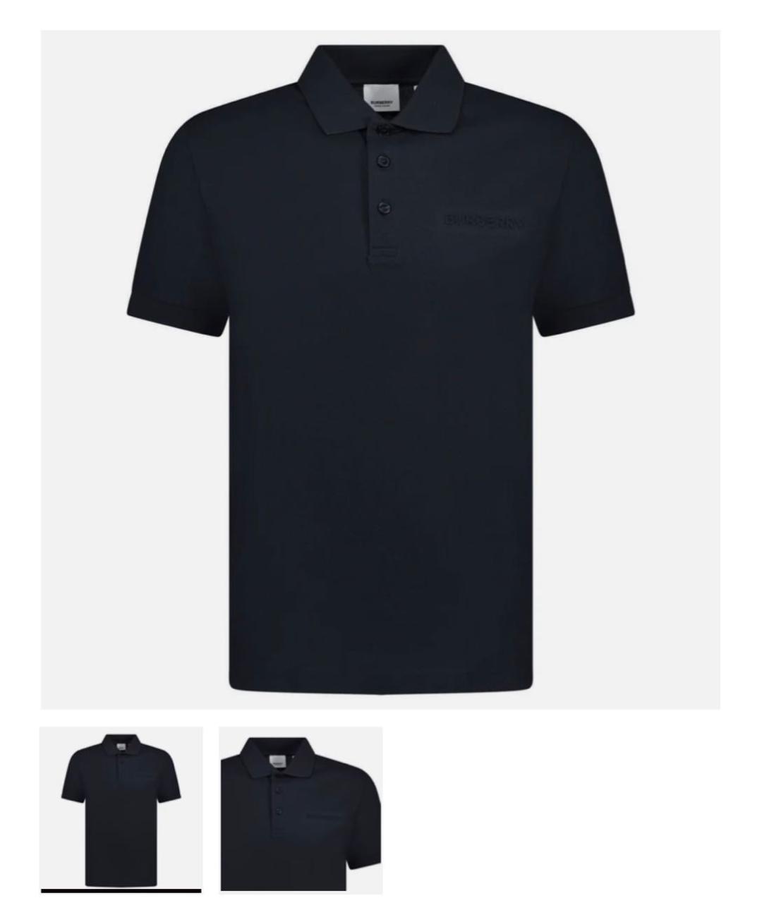 BURBERRY Черное хлопко-эластановое поло с коротким рукавом, фото 5