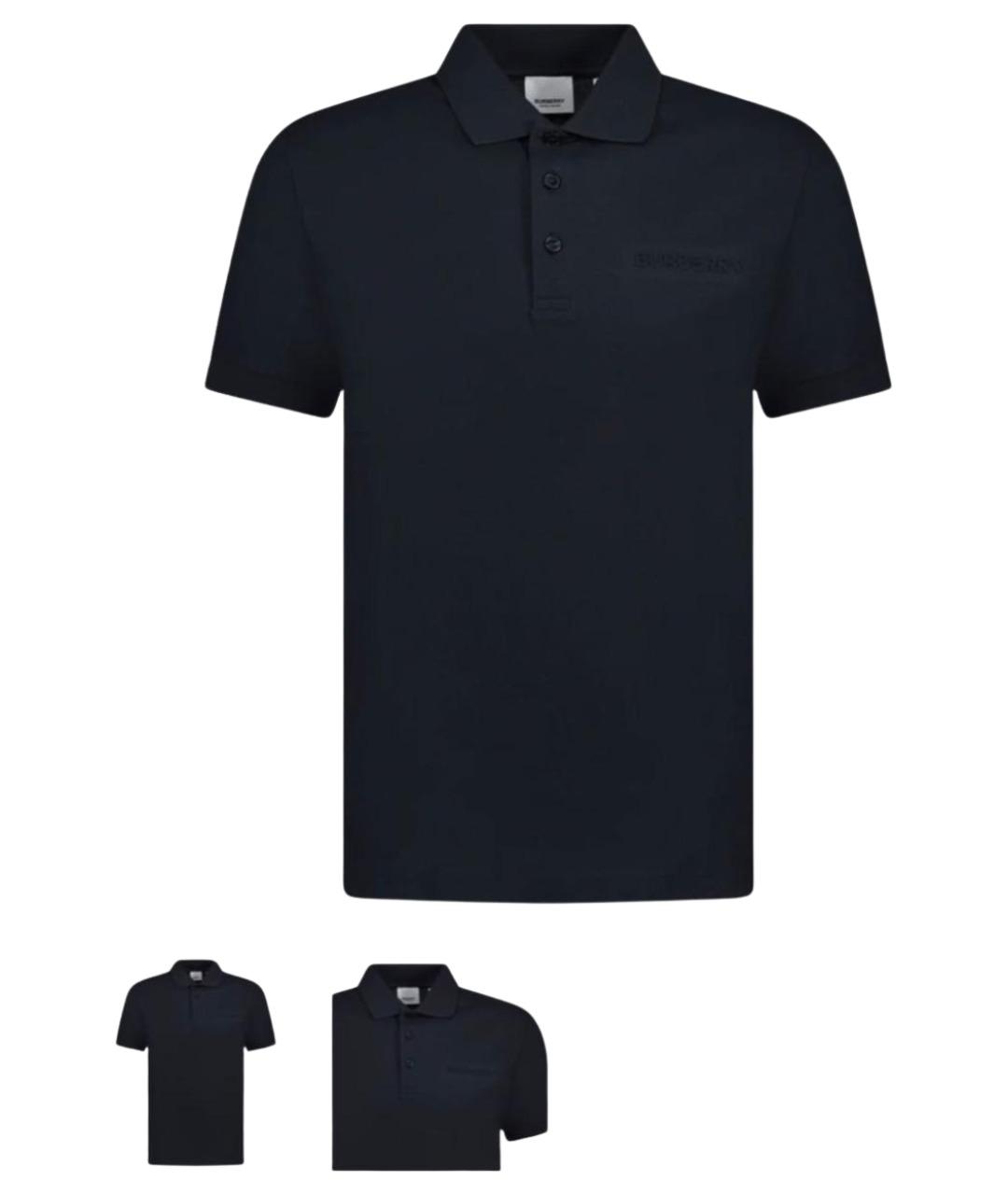 BURBERRY Черное хлопко-эластановое поло с коротким рукавом, фото 6