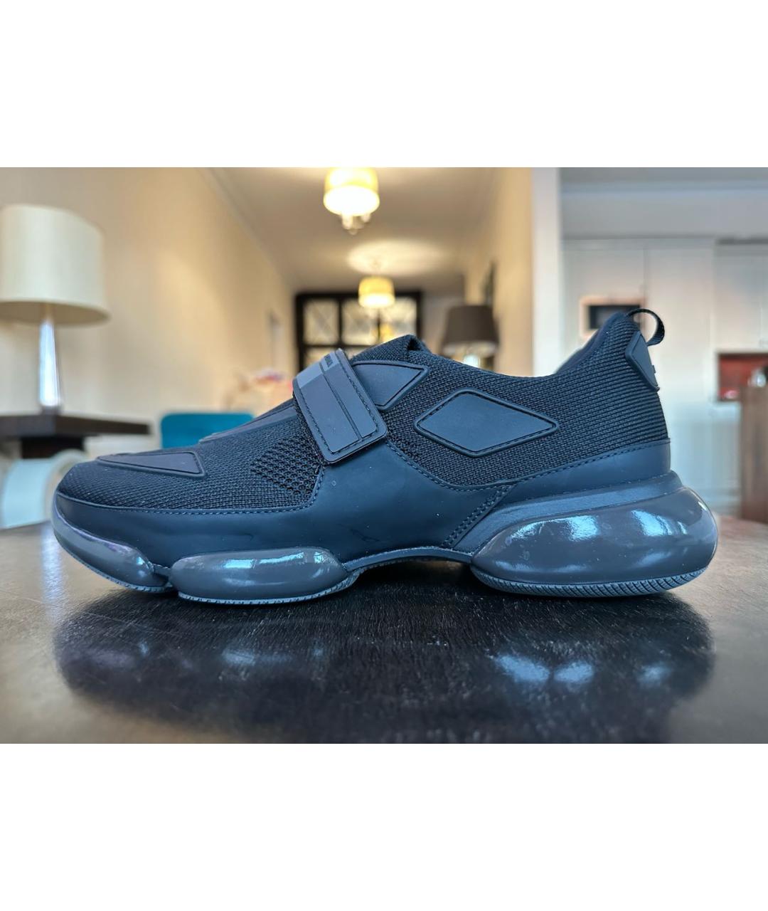 PRADA Черные неопреновые низкие кроссовки / кеды, фото 8